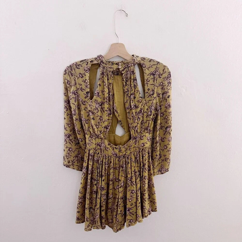 RAGA Floral Sofia Cutout Short Dress Romper Mini Criss Cross - Picture 4 of 8